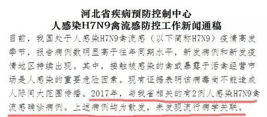 河北今年累計確診人感染H7N9禽流感2例 仍在治療