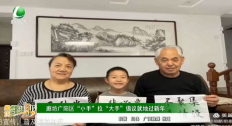 廊坊廣陽(yáng)區(qū)“小手”拉“大手”倡議就地過(guò)新年