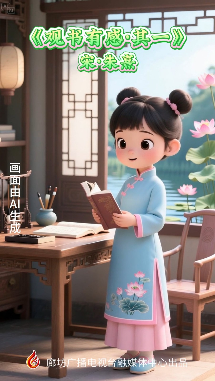 文化潤廊·AI“畫”古詩丨《觀書有感·其一》